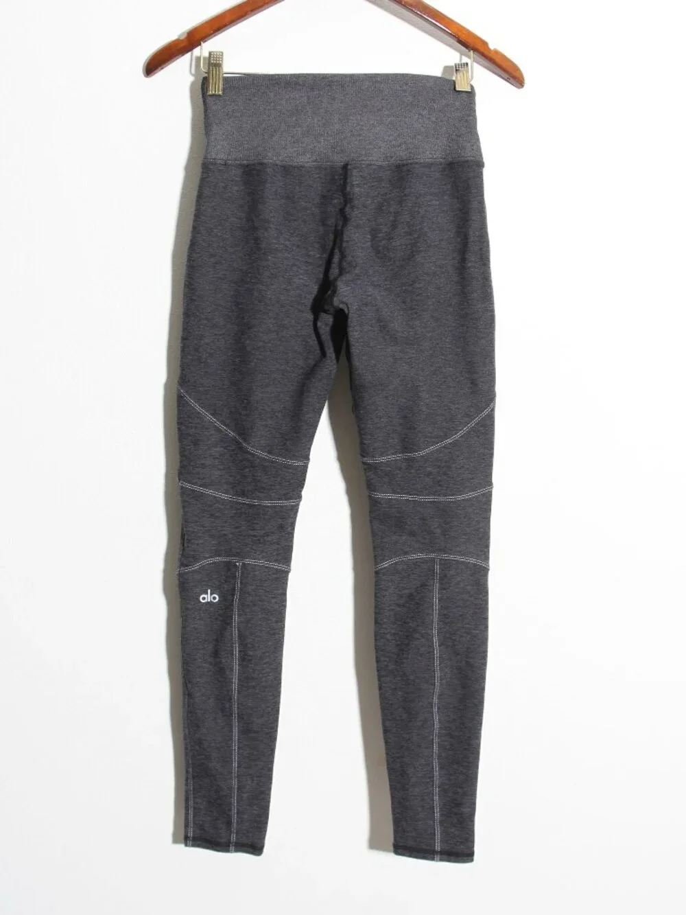 ALO Yoga High-Waist Alosoft Revel Legging Dark Grey Heather Ribbed Size Small